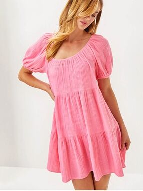 NWT Lilly Pulitzer Zemini Dress Cover-Up 100% Cotton Rousseau Pink medium